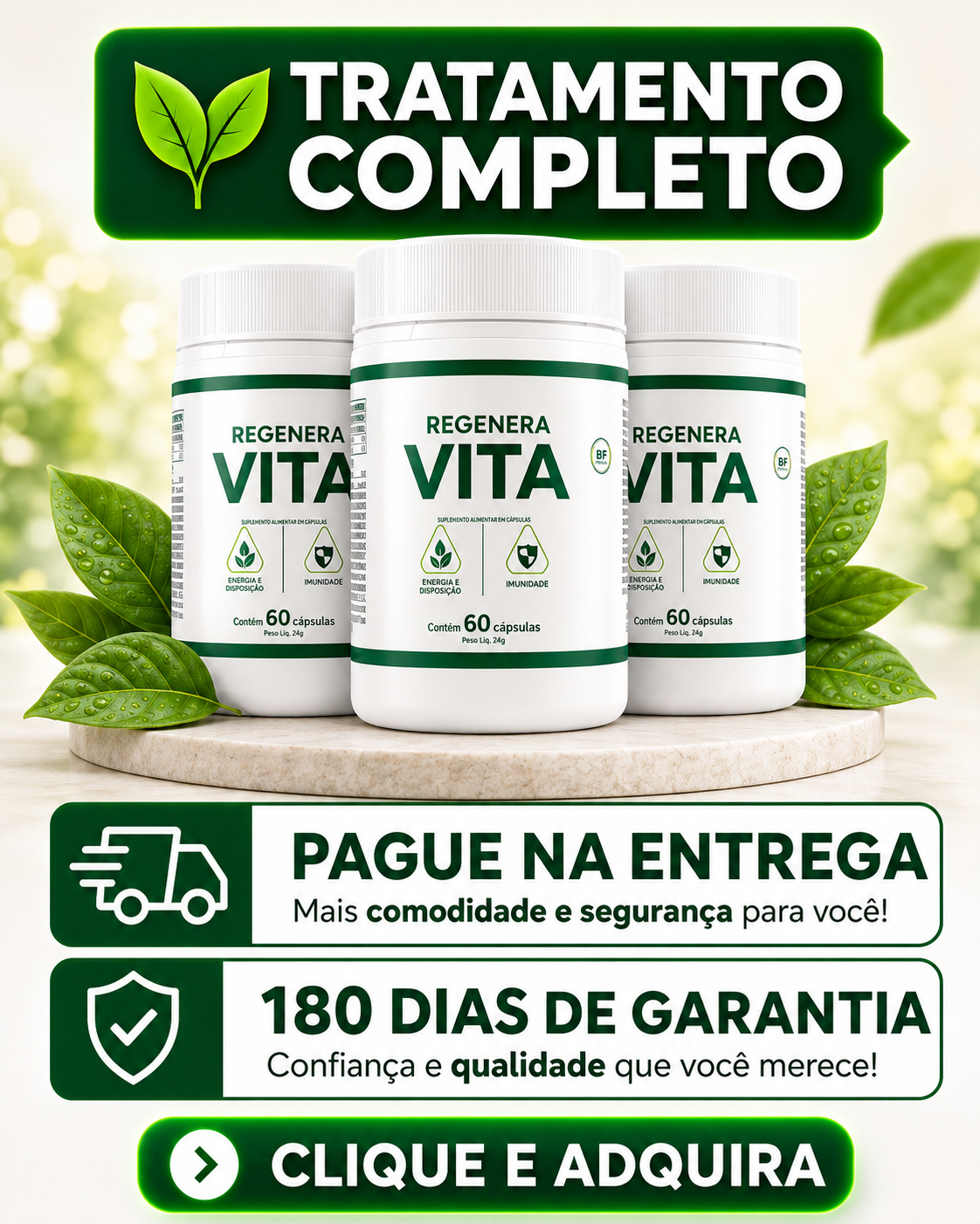 3 frascos Regenera Vita tratamento completo